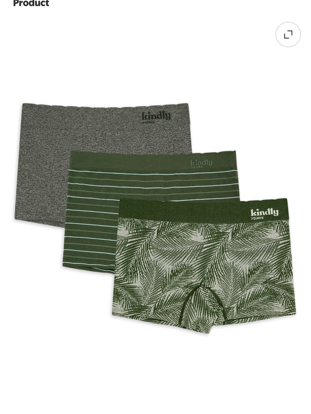 Kindly Yours Women's Green 3-Pack Stretch Hipster Briefs - Stripe & Palm Print